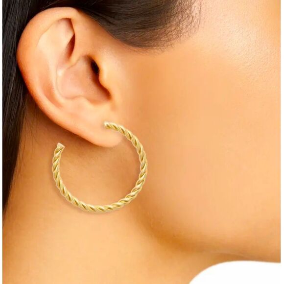 Madewell | Puffed Rope Large Hoop Earrings | Vintage Gold - Picture 3 of 3